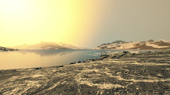 Coastline of Antarctica with Stones and Ice