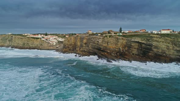 Aerial of Coastal Town Azenhas Do Mar in Portugal