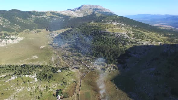 Bushes burning on Dinara mountain