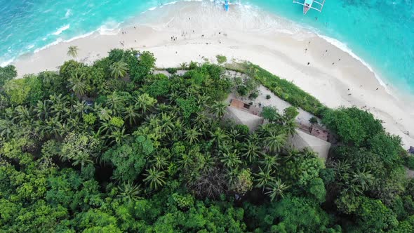 Philippines Beach Boats Ocean Aerial Drone Video 