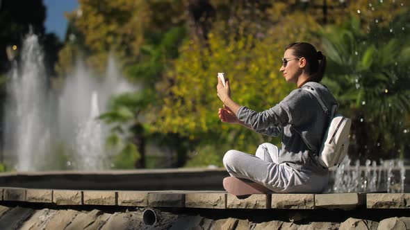 Woman Making Selphie with Mobile Phone