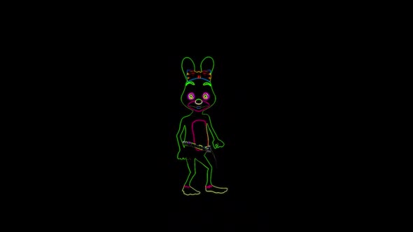 Neon Cartoon Rabbit Dance