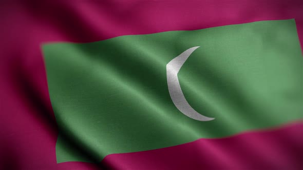 Maldives Flag Textured Waving Close Up Background HD