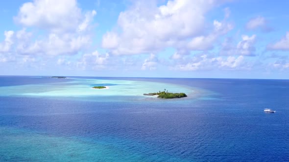 Drone landscape of tropical bay beach time by sea and sand background