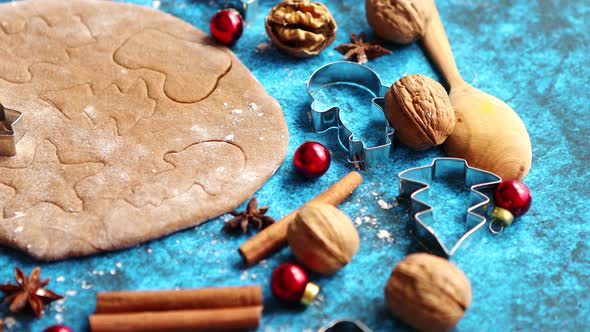 Gingerbread Dough with Different Cutter Shapes