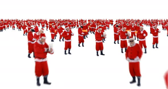 Group of santa claus dancing and performing various activity 4k