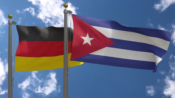 Germany Flag Vs Cuba On Flagpole