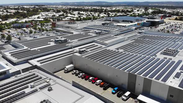 Aerial View of a Building with Solar Panels