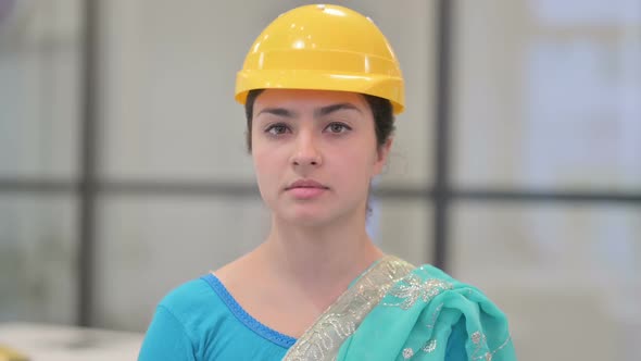 Portrait of Indian Female Engineer Looking at the Camera