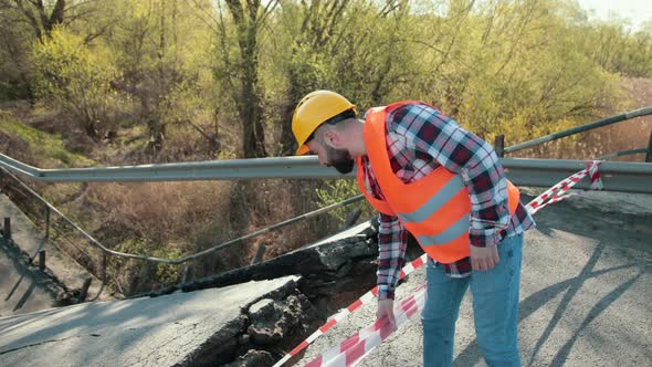 Flood Damaged Closed Highway Road Bridge