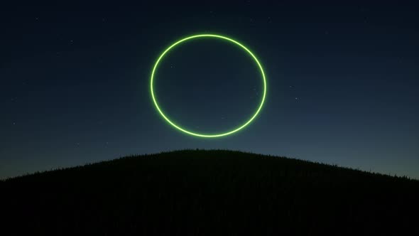 Portal Ring Neon on Starry Night Sky Space Landscape