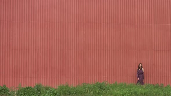 Girl near wall