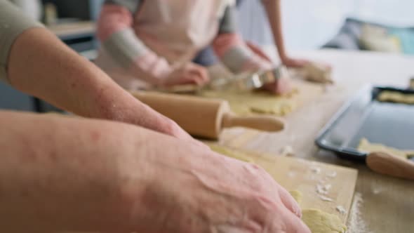 Close up video of preparing Easter cookies. Shot with RED helium camera in 8K