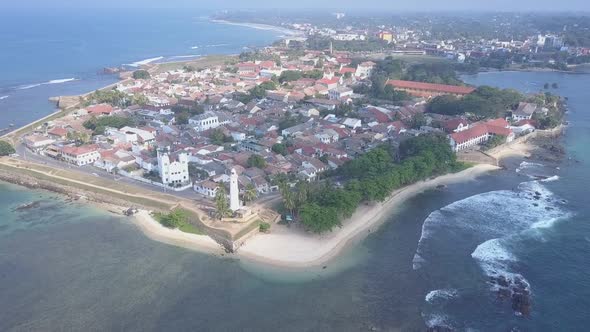 Old Town and Lighthouse at Ancient Galle Fort Near Ocean Bay