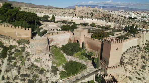 Medieval Almería Alcabaza complex view from above, Andalusia. Spain