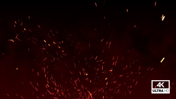 Flying Fire Particles Background 4K