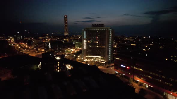 Drone view, Malmö, Turning torso, Moon