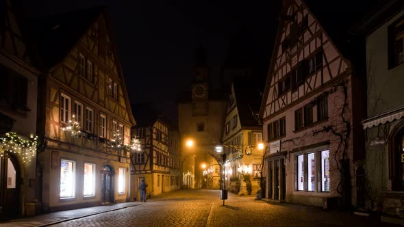 Night Timelapse of Rothenburg Ob Der Tauber at Christmas