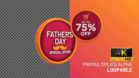 Fathers Day Up To 75 Percent Off Bage Looping with Alpha Channel