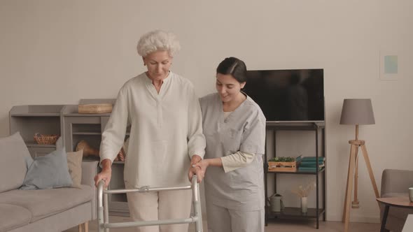 Portrait of Female Social Worker with Senior Woman Indoors