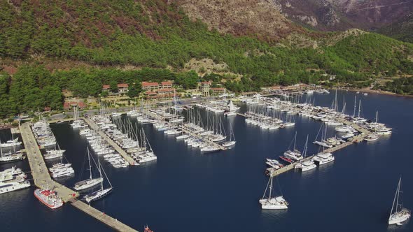 Sailing Boats and Yachts in the Marina During the Day