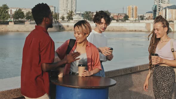 Friends Meeting Outdoors in Summer