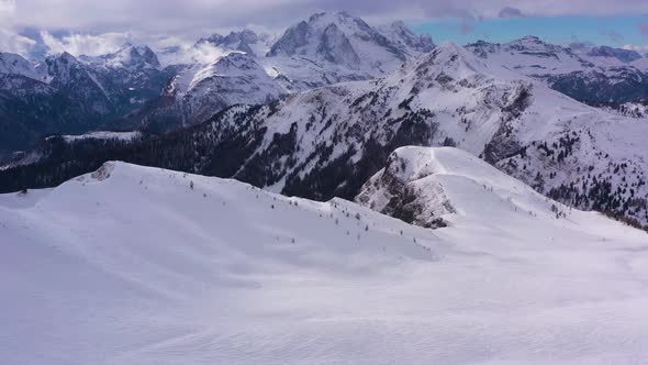 Road on Giau Pass in Winter