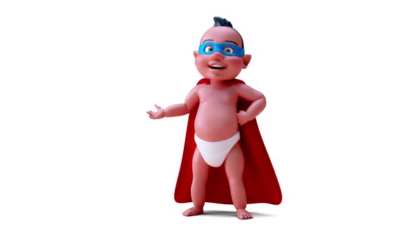 Fun 3D cartoon of a super indian baby alt