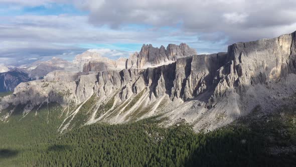 Fly over Italian Dolomites Alps ,Pass Giau