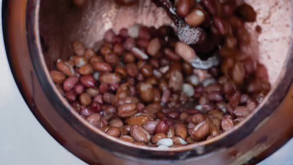 Nut Roaster Machine for Mixing, Roasting and Glazing Peanuts: Slow Motion