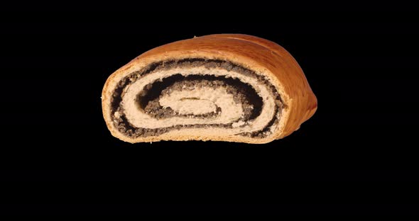 Roll With Poppy Seeds Inside. Alpha Channel