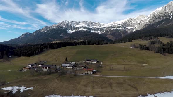 Flying Drone over Swiss Alps in Austria