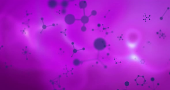 Animation of multiple 3d purple molecules alt