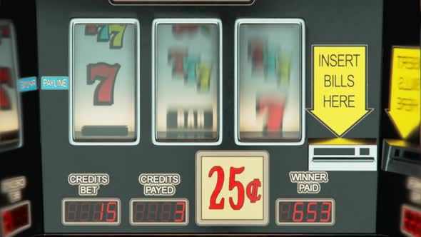 Casino slot machines in a row. Endless looping video. Las Vegas, gambling