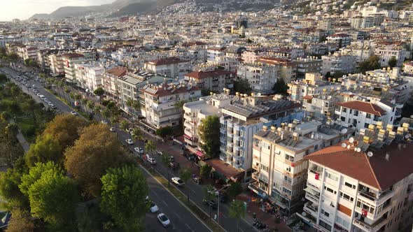 Aerial View Alanya Turkey  Resort Town Seashore