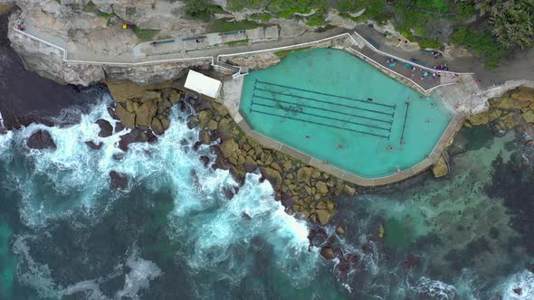 Bronte Baths a Salt Water Swimming Pool in Australia Bird's Eye View