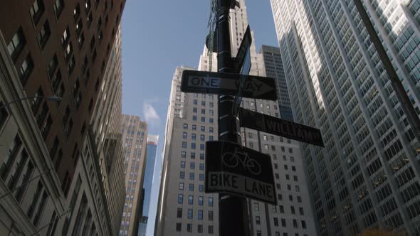 Financial District Manhattan New York City Street Signs in the Daytime