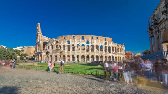 The Colosseum or Coliseum Timelapse Hyperlapse, Also Known As the Flavian Amphitheatre in Rome