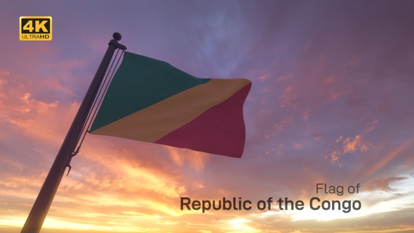 Republic of the Congo Flag on a Flagpole V3 - 4K