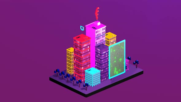 Isometric city with internet network as a liaison