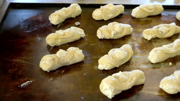 Raw Pastry on Oven Tray