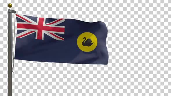 Western Australia Flag (Australia) on Flagpole with Alpha Channel - 4K