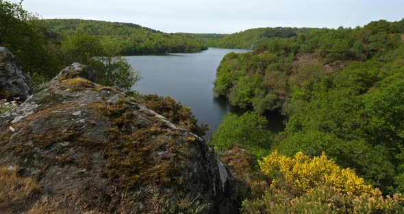 The lake Guerledan, Saint Aignan and Mur de Bretagne, Brittany in France