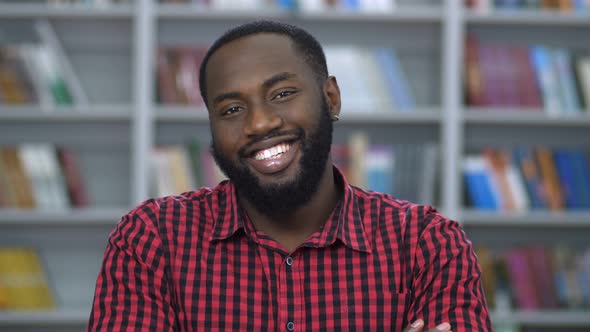 Handsome Black Man Laughing Close Up To Camera