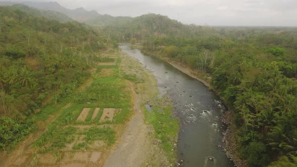 Tropical Landscape River Farmers Land