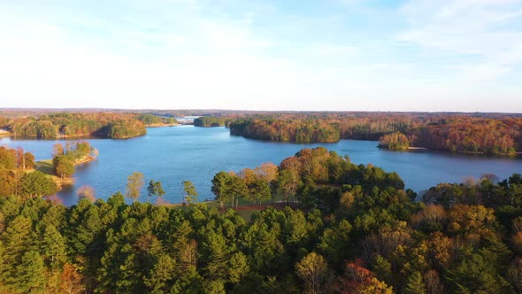 Fall landscape at Lake Lanier in Georgia.