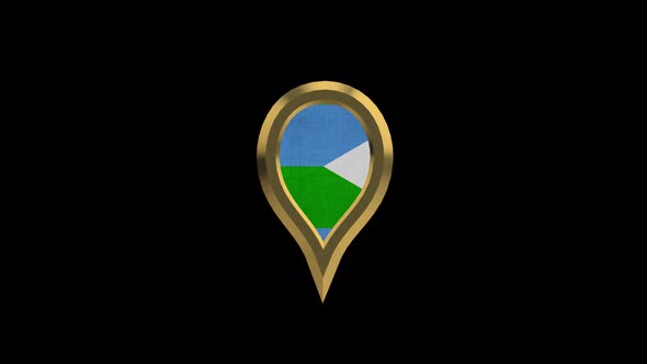 Djibouti Flag 3D Rotating Location Gold Pin Icon