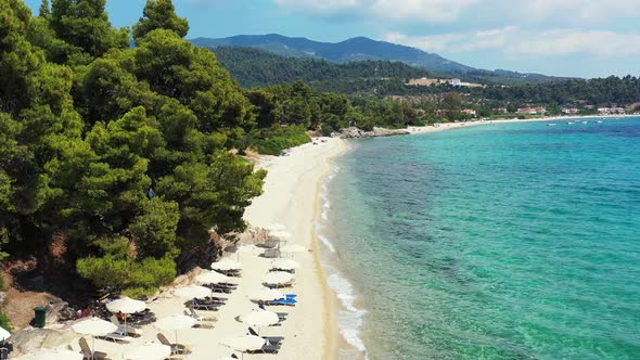 Drone Flying Over Beach Lagomadra Greece