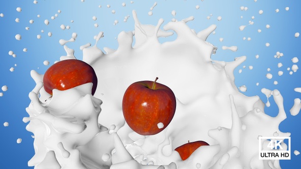 Big Milk Splash With Apples 4K alt