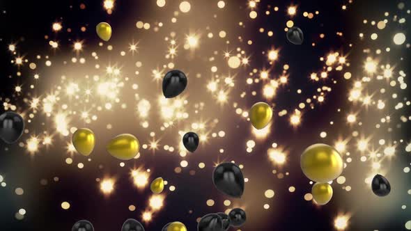 Floating balloons and glowing stars alt